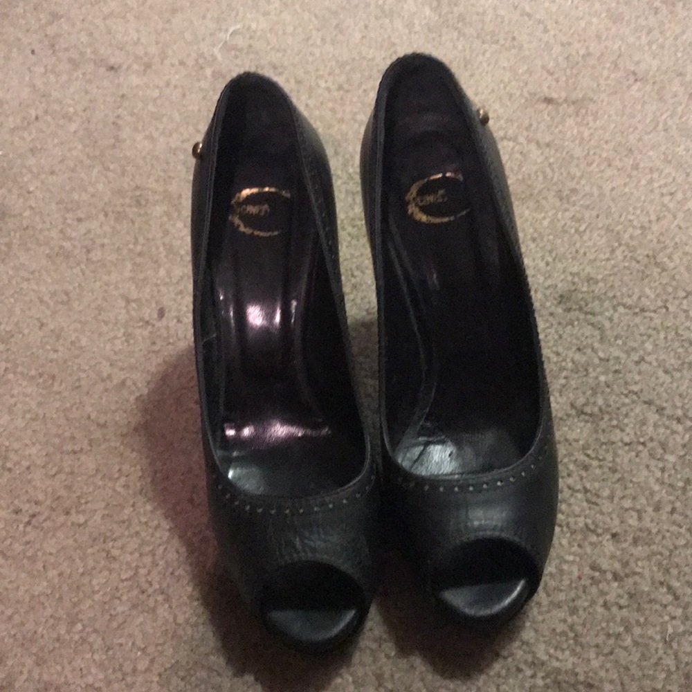 Peep toe black Roberto Cavalli heels